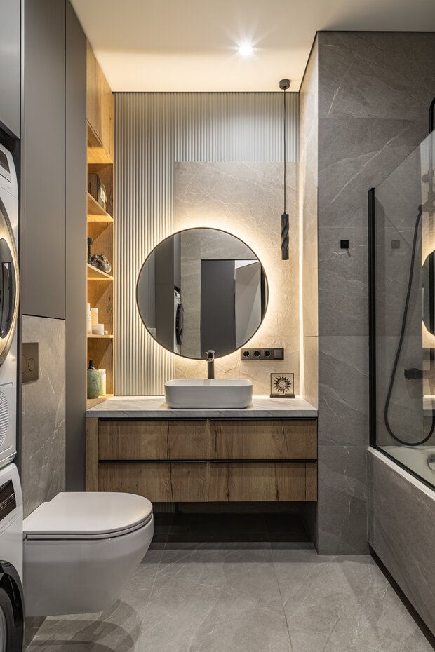 Фотография: Ванная в стиле Современный, Эклектика, Квартира, Проект дня, Москва, Сталинка, 3 комнаты, 60-90 метров, Карина Алтунина – фото на INMYROOM