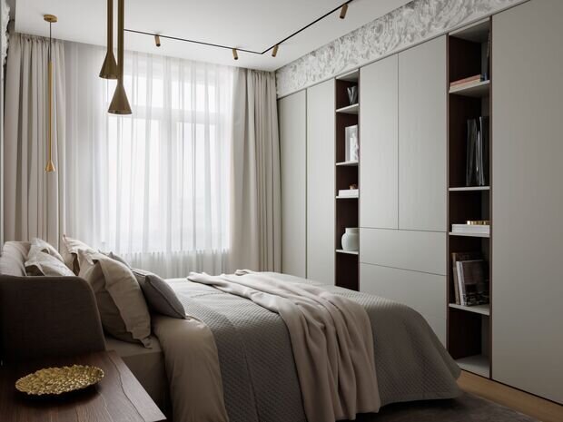 Фотография: Спальня в стиле Классический, Современный, Квартира, Проект дня, Санкт-Петербург, 3 комнаты, Более 90 метров, Елена Лебедева – фото на INMYROOM