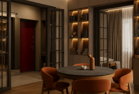 Дизайн-проект квартиры в ЖК «РУСИЧ Кантемировский» в стиле джапанди