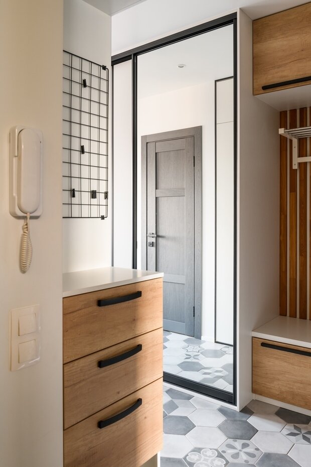 Фотография: Прихожая в стиле Скандинавский, Современный, Квартира, Проект недели, Липецк, Хрущевка, Кирпичный дом, 3 комнаты, 60-90 метров, Наталия Сытникова – фото на INMYROOM