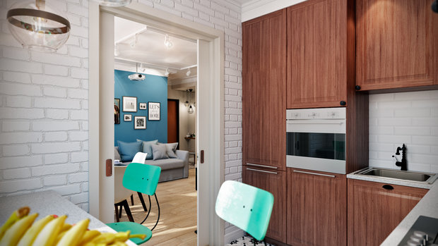 Фотография: Кухня и столовая в стиле Лофт, Скандинавский, Квартира, Проект недели, Москва, Co:Interior, Сталинка, 3 комнаты, 60-90 метров – фото на INMYROOM