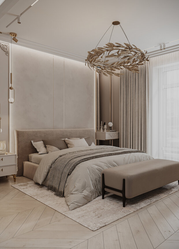 Фото из портфолио Дизайн-проект квартиры в ЖК «Миръ» в стиле современной классики – фотографии дизайна интерьеров на INMYROOM