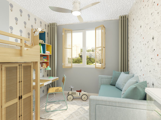 Фотография: Детская в стиле Эко, Прованс и Кантри, Скандинавский, Квартира, Проект недели, Москва, Виктория Золина, Zi-Design Interiors, Панельный дом, 2 комнаты, 40-60 метров, П-44ТМ – фото на INMYROOM