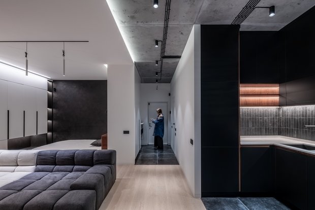 Фотография: Кухня и столовая в стиле Современный, Минимализм, Квартира, Студия, Проект недели, Киев, Lauri Brothers, Юрий Лаури, Сергей Лаури, Дмитрий Роганов – фото на INMYROOM