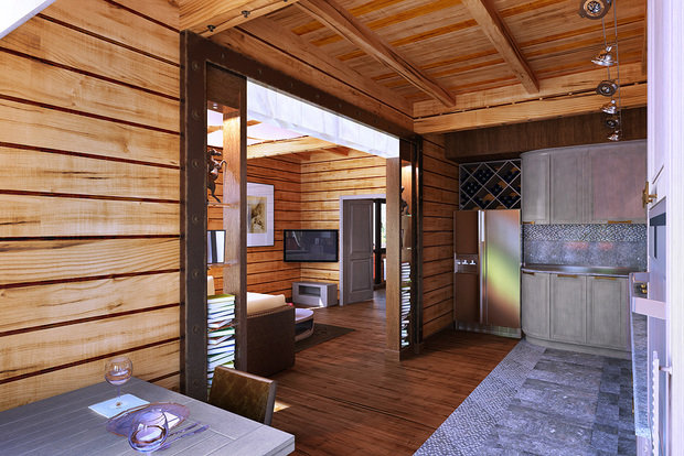 Фото из портфолио Интерьер и оформление фасада деревянного дома на Сколковском шоссе – фотографии дизайна интерьеров на INMYROOM