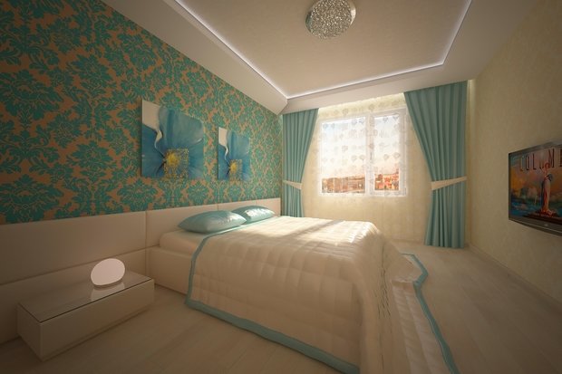 Фото из портфолио Бирюзовая спальня – фотографии дизайна интерьеров на INMYROOM