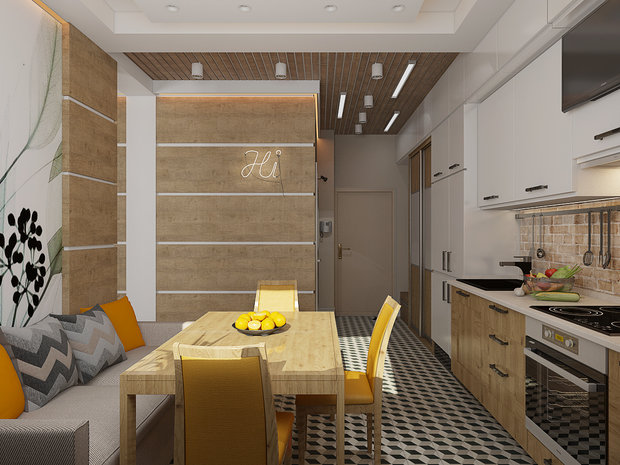 Фотография: Кухня и столовая в стиле Скандинавский, Малогабаритная квартира, Студия, Проект недели, Московская область, Евгения Ермолаева – фото на INMYROOM