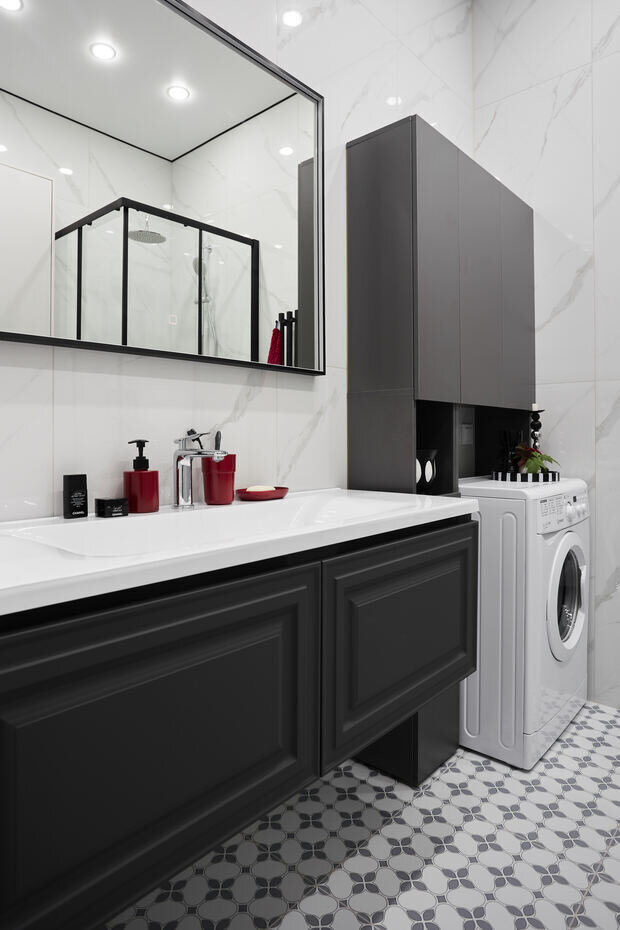 Фотография: Ванная в стиле Современный, Малогабаритная квартира, Квартира, Проект дня, Санкт-Петербург, 1 комната, 40-60 метров, Александра Войнова – фото на INMYROOM