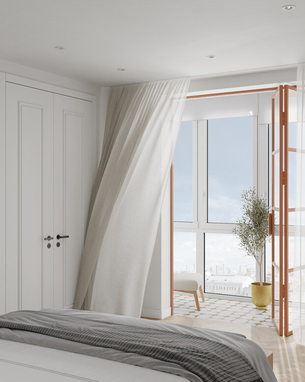 Ткани подбирали в соответствии с концепцией интерьера и колористической схемой — без блеска, антивандальные, с выраженной фактурой, природных оттенков.