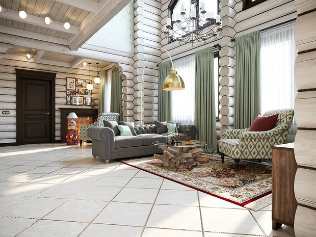 Фотография: Гостиная в стиле Прованс и Кантри, Дом, Проект недели, Дом и дача, Ирина Васильева, 4 и больше, Более 90 метров, Егорьевск – фото на INMYROOM