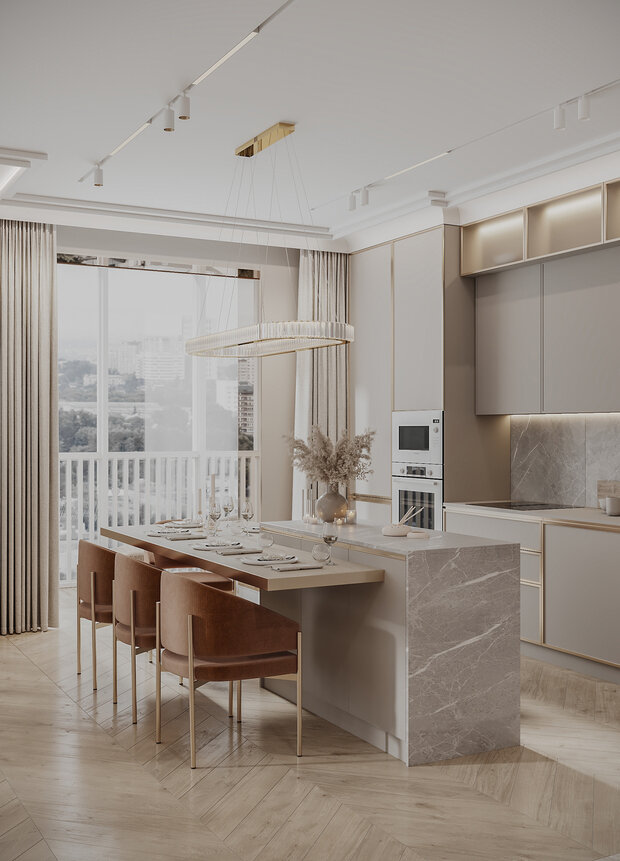 Фото из портфолио Дизайн-проект квартиры в ЖК «Миръ» в стиле современной классики – фотографии дизайна интерьеров на INMYROOM