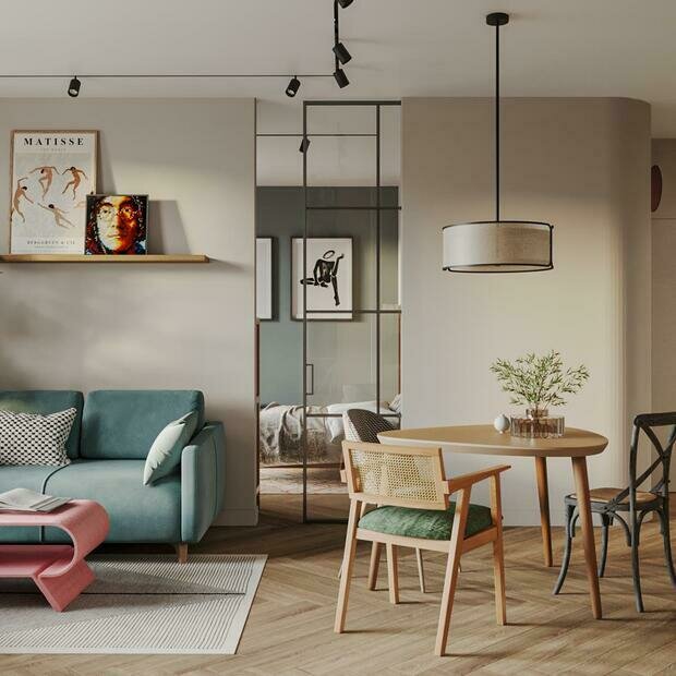 Фотография: Кухня и столовая в стиле Современный, Эклектика, Винтажный, Квартира, Проект недели, Санкт-Петербург, 2 комнаты, до 40 метров, 40-60 метров, Студия дизайна Максимаджи – фото на INMYROOM