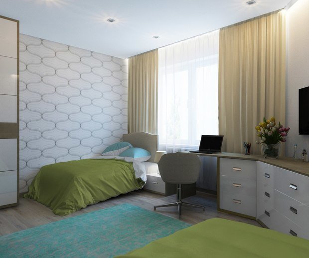 Фото из портфолио 2 к.кв. в ЖК Атлант для двух сестер (68 кв.м) – фотографии дизайна интерьеров на INMYROOM