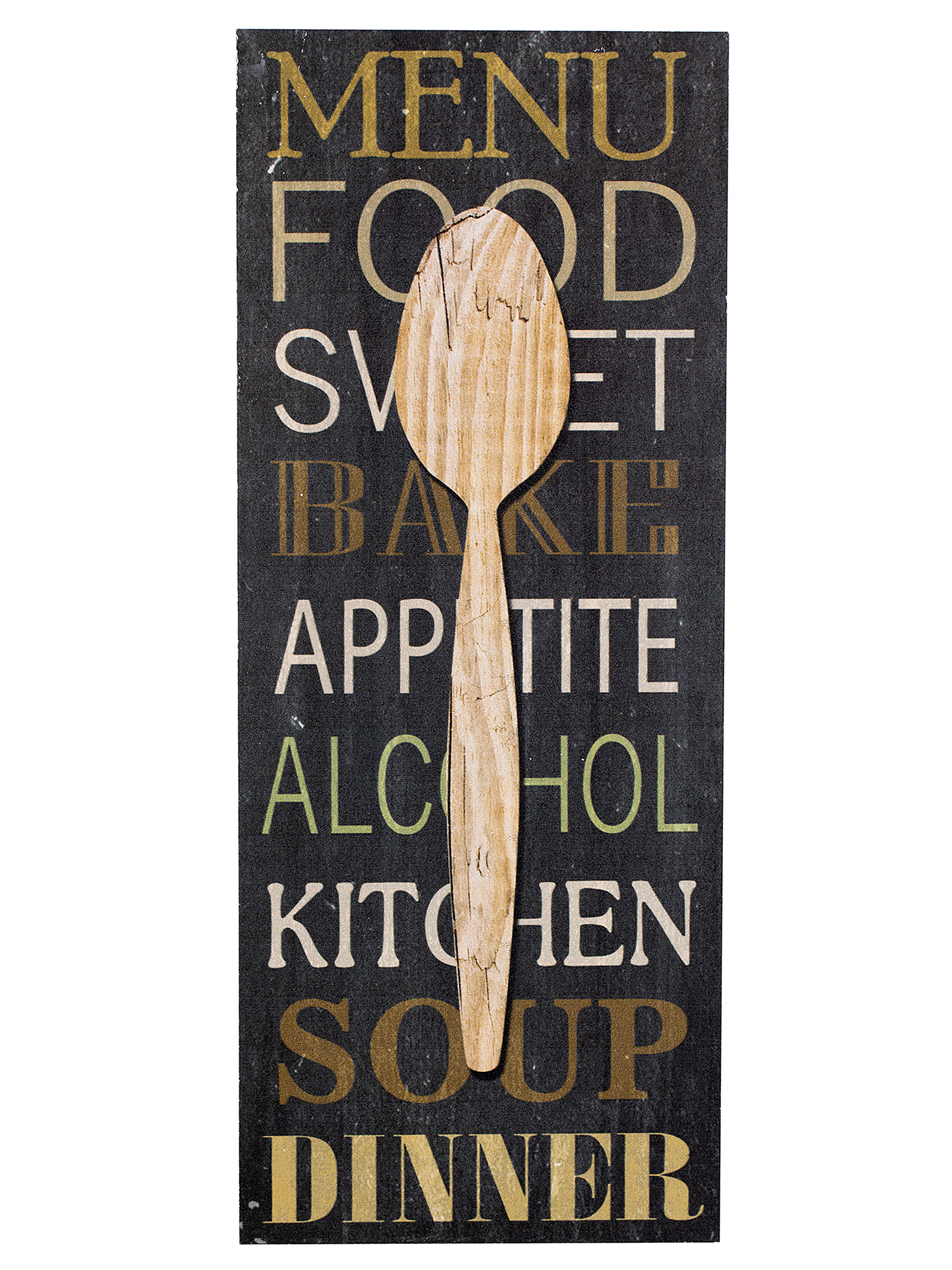 Панно настенное Ложка 12х30 черно-бежевого цвета