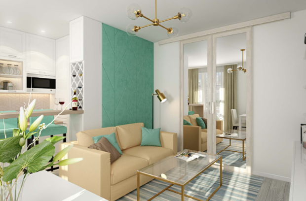 Фото из портфолио Стильная студия в новостройке. 25м² – фотографии дизайна интерьеров на INMYROOM