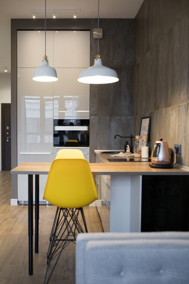 Фотография: Кухня и столовая в стиле Современный, Минимализм, Квартира, Проект недели, Санкт-Петербург, 2 комнаты, 40-60 метров, Ольга Артемова – фото на INMYROOM