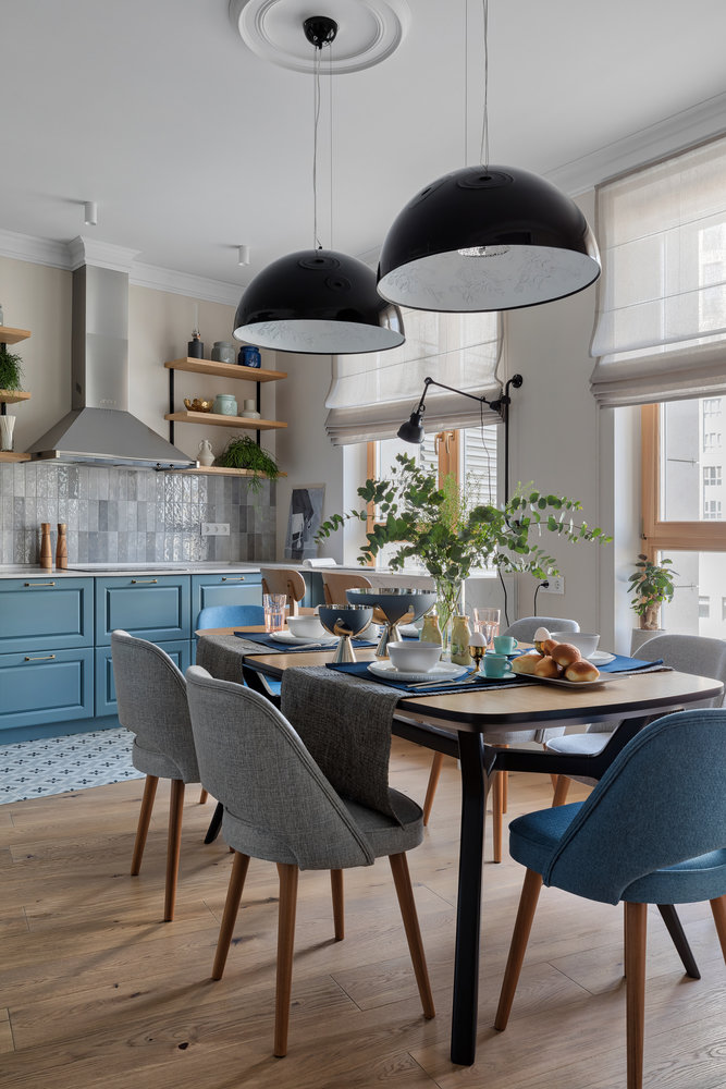 Фотография: Кухня и столовая в стиле Скандинавский, Современный, Квартира, Проект дня, Санкт-Петербург, 3 комнаты, Более 90 метров, Яна Грошева, Lampa Design Studio – фото на INMYROOM