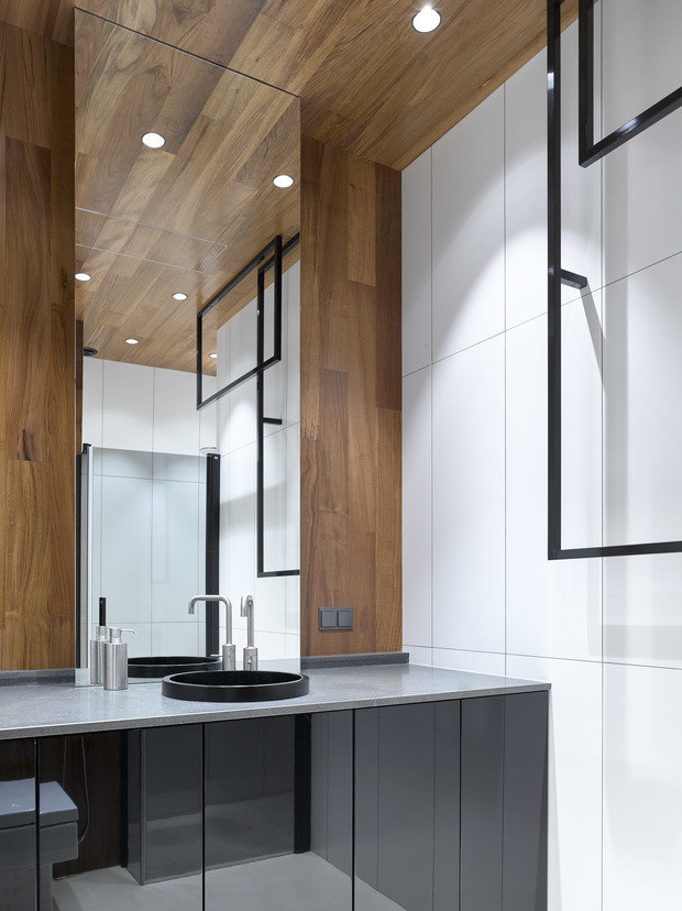 Фотография: Ванная в стиле Минимализм, Современный, Квартира, Проект недели, Москва, Монолитный дом, 3 комнаты, Более 90 метров, Альбина Шорина, Георгий Козлов, Domestic Studio, #эксклюзивныепроекты – фото на INMYROOM