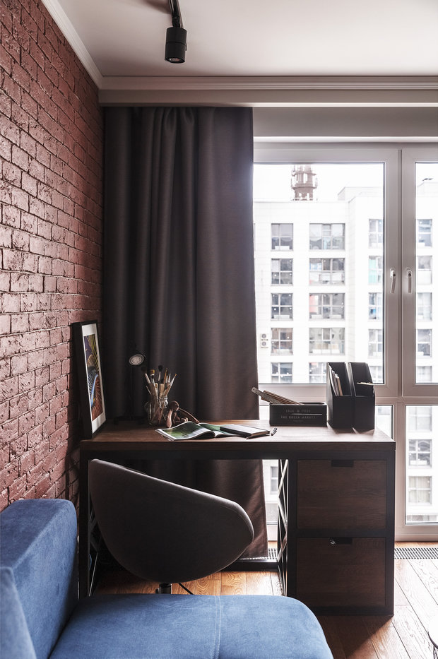 Фотография: Кабинет в стиле Лофт, Современный, Квартира, Проект недели, Московская область, Балашиха, Монолитный дом, 3 комнаты, Более 90 метров, Наталья Коренева – фото на INMYROOM