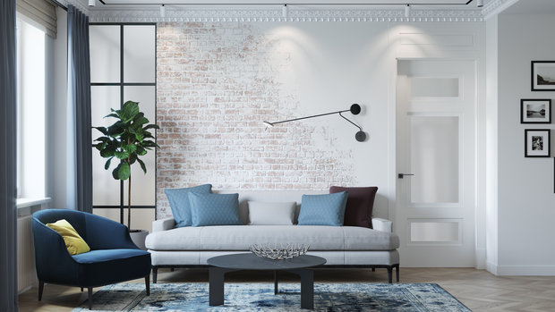 Фотография: Гостиная в стиле Лофт, Эклектика, Квартира, Miele, Проект недели, Минск, Сталинка, 3 комнаты, 60-90 метров, Nota Bene – фото на INMYROOM