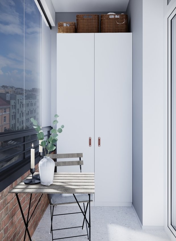 Фотография: Балкон в стиле Скандинавский, Квартира, Проект недели, Санкт-Петербург, 1 комната, 40-60 метров, Монолитно-кирпичный, Студия 20:18 – фото на INMYROOM