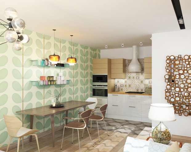 Фото из портфолио Дизайн гостиной-кухни, проспект Маршала Рокоссовского – фотографии дизайна интерьеров на INMYROOM