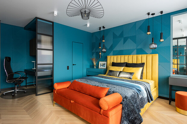 Фотография: Спальня в стиле Современный, Квартира, Проект недели, Санкт-Петербург, 4 и больше, Более 90 метров, Монолитно-кирпичный, UNIARCH, Юлия Леопольд – фото на INMYROOM