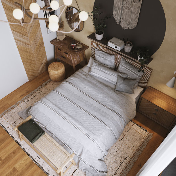 Фотография: Спальня в стиле Современный, Восточный, Эклектика, Квартира, Проект недели, Москва, Эко, 3 комнаты, 60-90 метров, Дарья Фидоренко – фото на INMYROOM