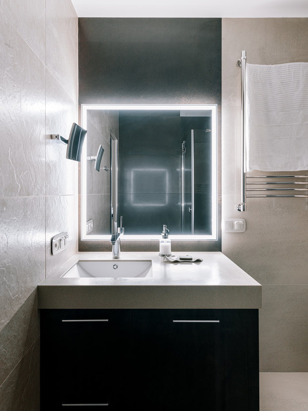 Фотография: Ванная в стиле Минимализм, Современный, Малогабаритная квартира, Квартира, Студия, Проект дня, Москва, до 40 метров, Ирина Ежова – фото на INMYROOM
