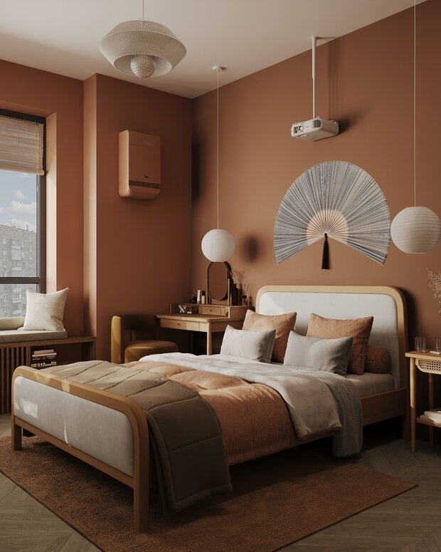 Фотография: Спальня в стиле Современный, Эклектика, Квартира, Проект дня, Москва, Монолитный дом, 40-60 метров, ЖК «Holland Park», Гера Остин, Анна Лаковская – фото на INMYROOM