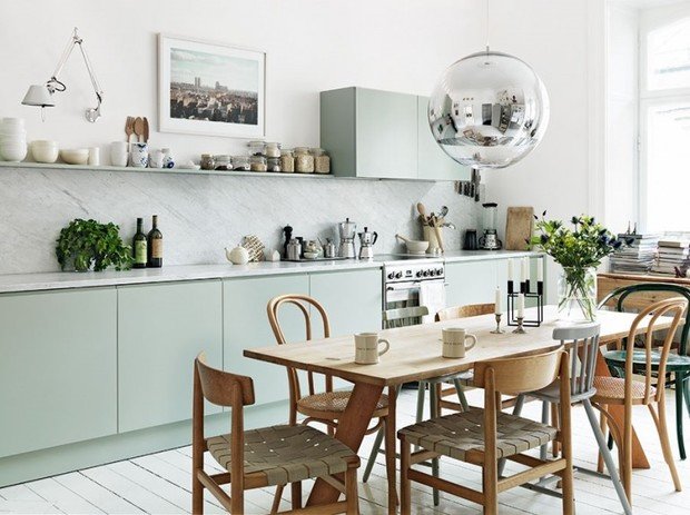 Фото из портфолио Скандинавская квартира с мятно-зеленой кухней – фотографии дизайна интерьеров на INMYROOM