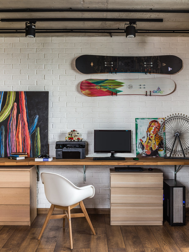 Фотография: Кабинет в стиле Лофт, Квартира, Проект недели, Самара, 1 комната, до 40 метров, Екатерина Малмыгина – фото на INMYROOM