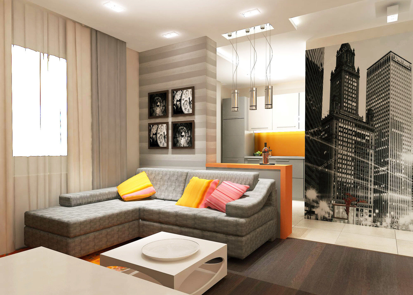 Фото из портфолио Проект однокомнатной квартиры. – фотографии дизайна интерьеров на INMYROOM Фото из портфолио Проект однокомнатной квартиры. – фотографии дизайна интерьеров на INMYROOM