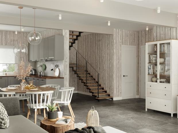 Фотография: Гостиная в стиле Скандинавский, Дом, Проект недели, Дом и дача, Ленинградская область, 4 и больше, Более 90 метров, Анастасия Рамазанова – фото на INMYROOM