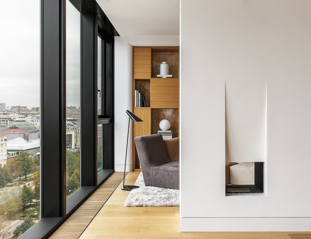 Фотография: Гостиная в стиле Хай-тек, Проект недели, Москва, Более 90 метров, #эксклюзивныепроекты, ЖК «Легенда Цветного», Ab-architects – фото на INMYROOM