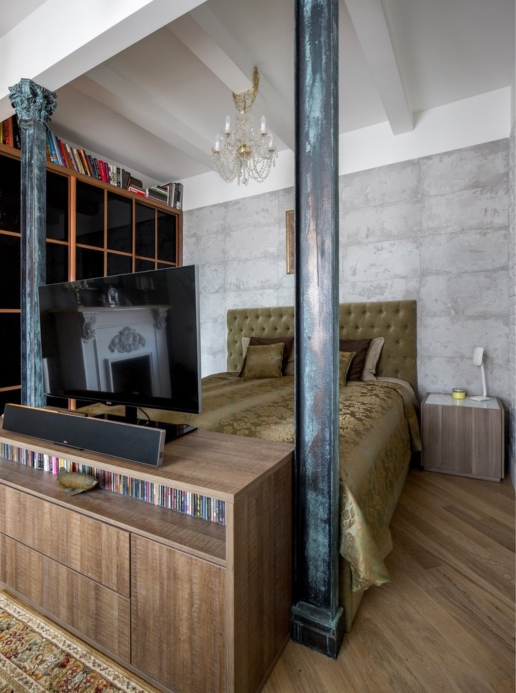 Фотография: Спальня в стиле Прованс и Кантри, Эклектика, Классический, Лофт, Малогабаритная квартира, Квартира, Россия, Аксессуары, BoConcept, Vitra, Белый, Проект недели, Черный, Красный, Зеленый, Бежевый, Dulux, Желтый, Серый, Голубой, Коричневый, Фуксия, ИКЕА, Atlas Concorde, Kerama Marazzi, Красногорск, ЗОВ, "Найди", Hometex, Karelia, Togas, Roybosh, Meteor, Вадим Матевосянц, лофт-фьюжн, спальня-гостиная – фото на INMYROOM