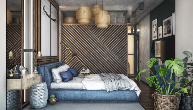 Фотография: Спальня в стиле Лофт, Современный, Квартира, Проект недели, Москва, Серый, Коричневый, ToTaste Studio, Более 90 метров – фото на INMYROOM