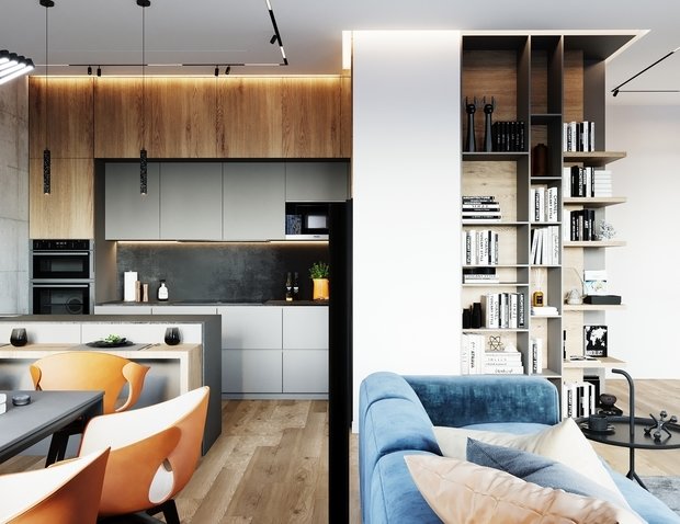 Фотография: Кухня и столовая в стиле Лофт, Современный, Квартира, Проект недели, Москва, 4 и больше, Более 90 метров, Студия 20:18 – фото на INMYROOM