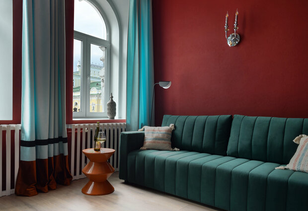 Фотография: Гостиная в стиле Современный, Эклектика, Квартира, Проект дня, Нижний Новгород, Кирпичный дом, 3 комнаты, 40-60 метров, Ольга Голубева – фото на INMYROOM