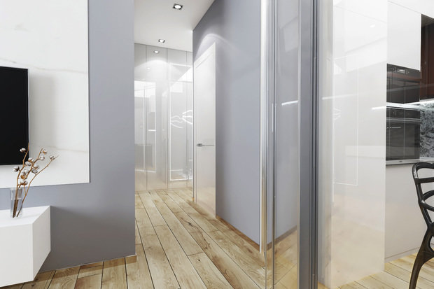 Визуализация интерьера прихожей в современном стиле с элементами минимализма