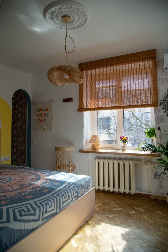 Фотография: Спальня в стиле Скандинавский, Эклектика, Восточный, Малогабаритная квартира, Квартира, Проект недели, Москва, Эко, Хрущевка, 2 комнаты, 40-60 метров, Павел Фотеев – фото на INMYROOM Фотография: Спальня в стиле Скандинавский, Эклектика, Восточный, Малогабаритная квартира, Квартира, Проект недели, Москва, Эко, Хрущевка, 2 комнаты, 40-60 метров, Павел Фотеев – фото на INMYROOM