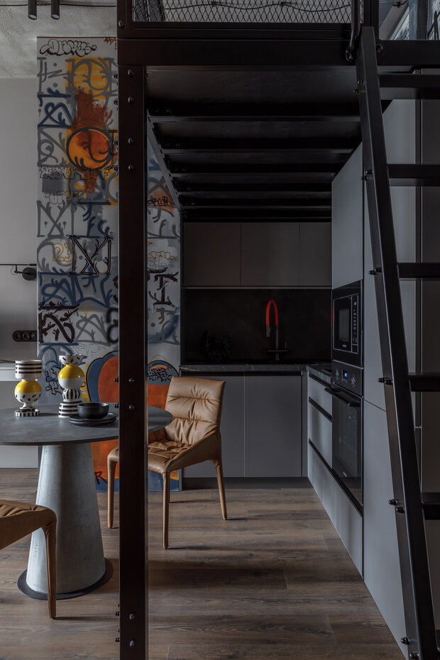 Фотография: Кухня и столовая в стиле Лофт, Современный, Эклектика, Малогабаритная квартира, Квартира, Студия, Проект недели, Москва, до 40 метров, Катрин Диб – фото на INMYROOM