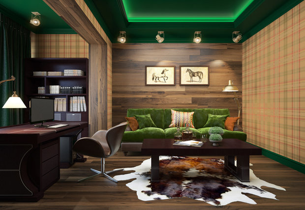 Фото из портфолио Квартира в американском стиле с голубыми кессонами – фотографии дизайна интерьеров на INMYROOM