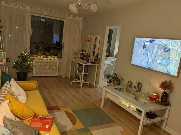 Фотография: Гостиная в стиле Скандинавский, Ремонт на практике, ремонт хрущевки, Хрущевка, 40-60 метров, интерьер хрущевки – фото на INMYROOM