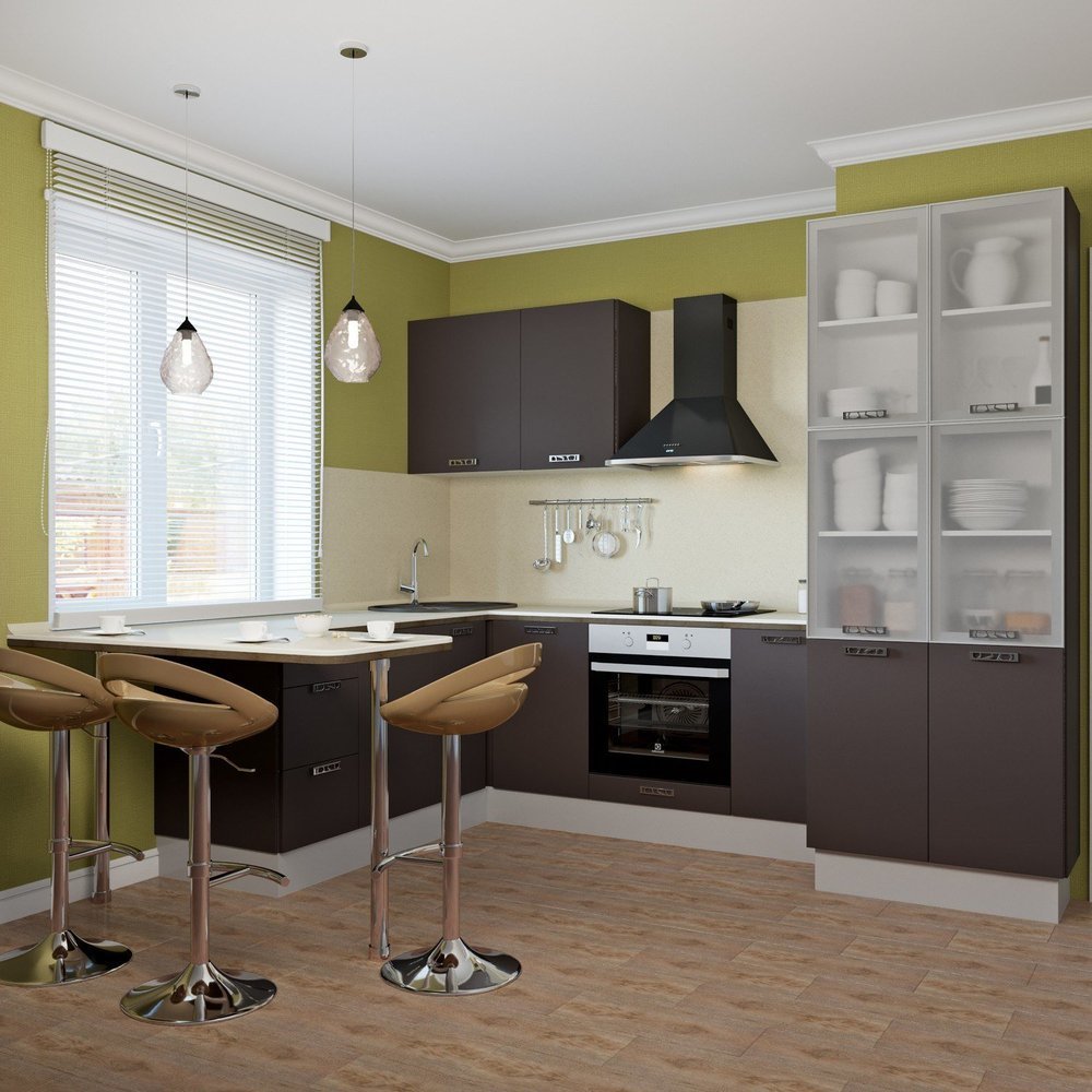 П-образная конфигурация кухни «Графит», Leroy Merlin П-образная конфигурация кухни «Графит», Leroy Merlin