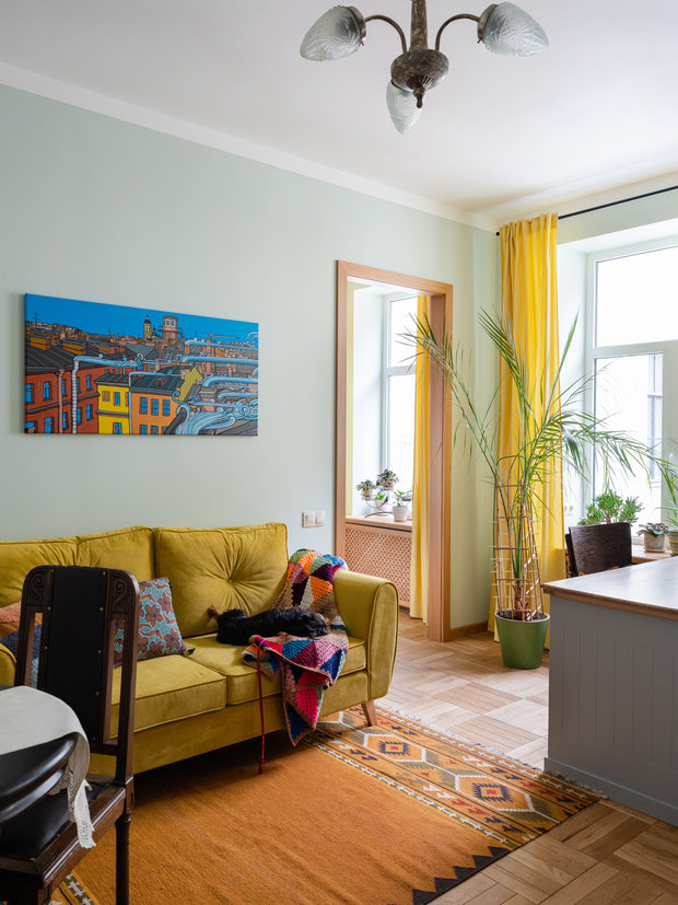 Фотография: Гостиная в стиле Прованс и Кантри, Эклектика, Квартира, Проект недели, Санкт-Петербург, 2 комнаты, 40-60 метров, Людмила Данилевич – фото на INMYROOM