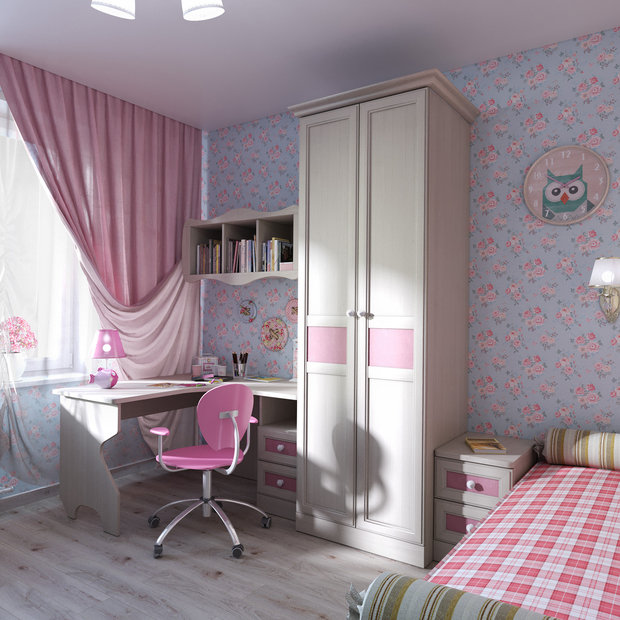 Фото из портфолио Детская для девочки гимнастки. Романтический стиль, розово-голубая цветовая гамма. – фотографии дизайна интерьеров на INMYROOM