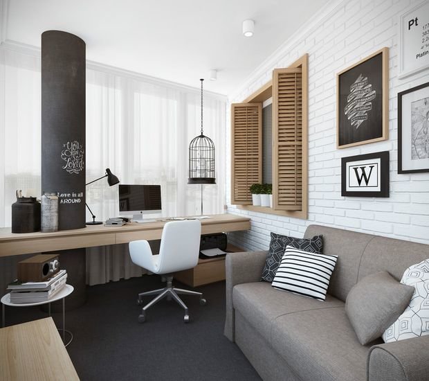 Фотография: Кабинет в стиле Скандинавский, Балкон, Квартира, Планировки, Перепланировка, Переделка – фото на INMYROOM