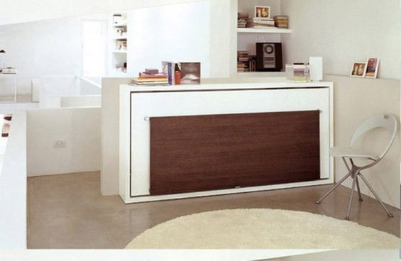 Фотография: Кабинет в стиле Минимализм, Декор интерьера, Малогабаритная квартира, Мебель и свет, Мебель-трансформер – фото на INMYROOM