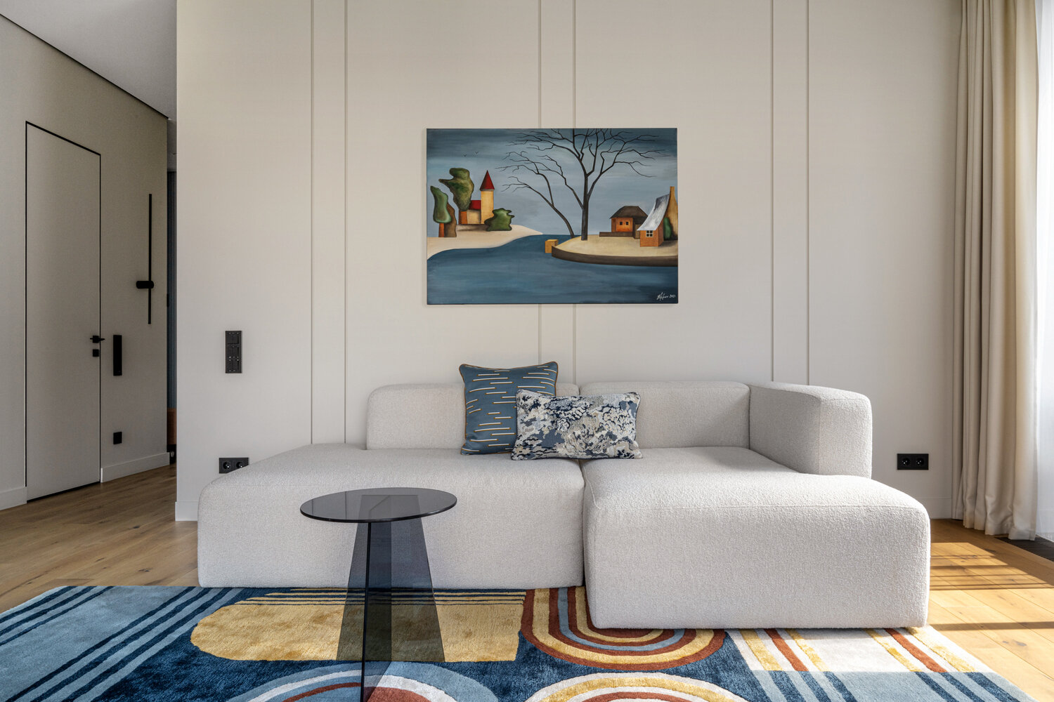 Фотография: Гостиная в стиле Современный, Квартира, Проект дня, Москва, 3 комнаты, 60-90 метров, Анна Коробко, Дмитрий Коробко – фото на INMYROOM